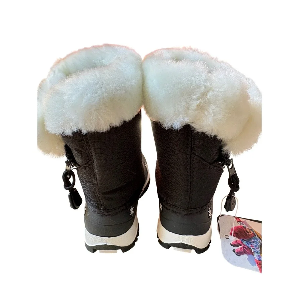 Baffin Switzerland Kids Snow Boots Black Faux Fur Snowflake Size 5 NWT